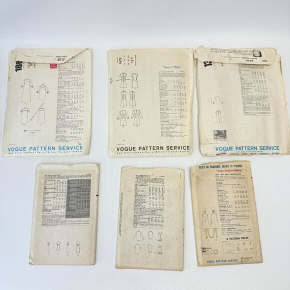 Vogue Vintage Sewing Pattern Lot of 6 50s-80s 1884 1678‎ 5619 7226 8726 5619 - Picture 7 of 7